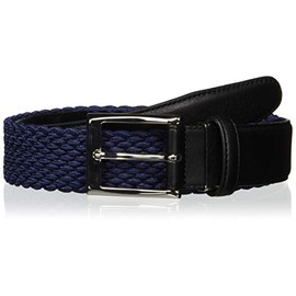 Leather Goods Moliya Men's Belt, Rubber Mesh, Stretchable, Rubber Mesh Belt with Leather, navy