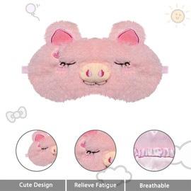 Cute Piggy Eye Mask for Sleeping, Travel Breathable Funny Novelty Animal Sleep Mask, Blackout Sleep Eye Shade for Women Girl Night Nap Travel Deep Sleeping(Pink Piggy)