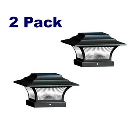 NINJAMO Outdoor LED Post Cap Solar Powered Cap Weather Resistant Black for 4x4 and 6x6 Post 10 Lumens LED 3000k Warm Light Patio Garden Decoration 8 Hour Dusk to Dawn Sensor