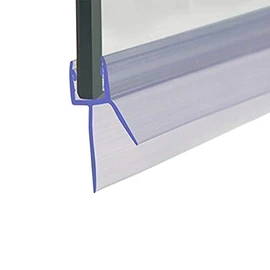Frameless Shower Door Bottom Seal with Drip Rail 1/4" Thick Glass 33" Long Sweep - Glass Door Seal Strip Stop Shower Leaks