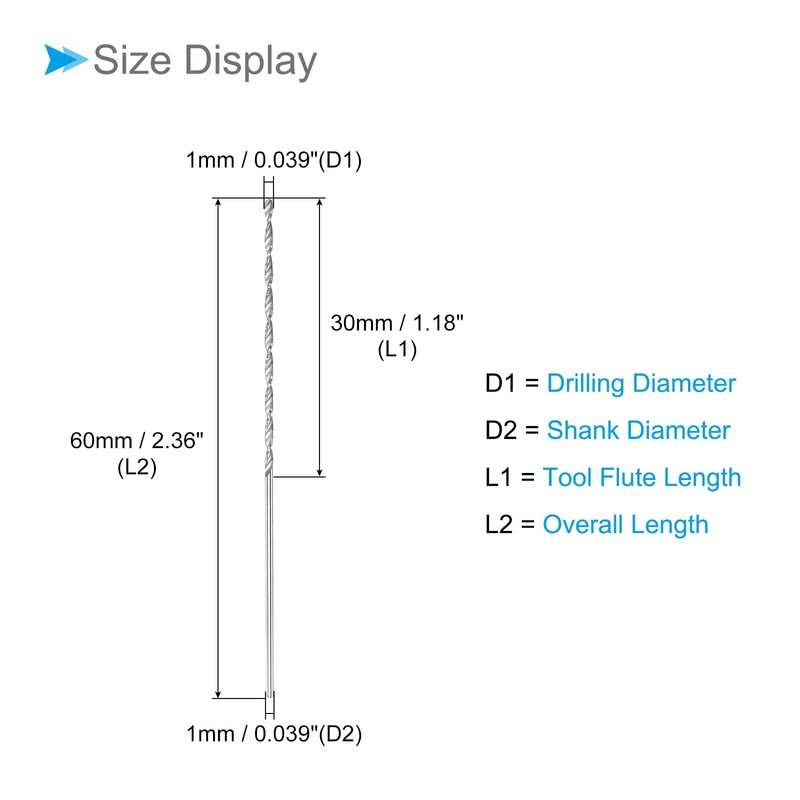 CoCud Solid Carbide Drill Bits, 1mm Diameter, K35 Tungsten Carbide