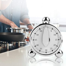 60 Minute Kitchen Timer, Mechanical Timer for Cooking, Baking, Visual Countdown Reminders, Alarm Clock, Stainless Steel Timer for School Learning Projects and Kitchen