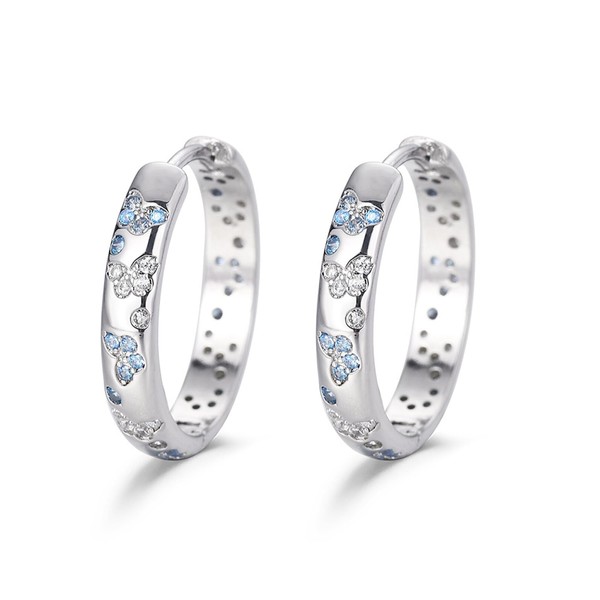 Silver Hoops Earrings for Women, S925 Silver Post Small Hoop