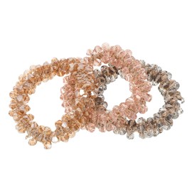 TOVINANNA 3pcs Rhinestone Hair Ties for Women Elastic Ponytail Holders Pink Grey Durable Hair Scrunchies with Optimal Elasticity Costume Accessories