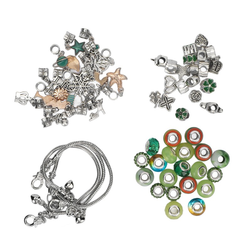 Charm Bracelet Making Kit Basic Bracelets Colored Beads Pendants Jewelry