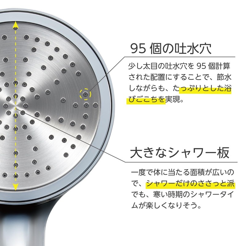 SANEI PS3501-81XA-CHA20-EC Large Metallic Shower Head, Plated, Large Shower Plating,