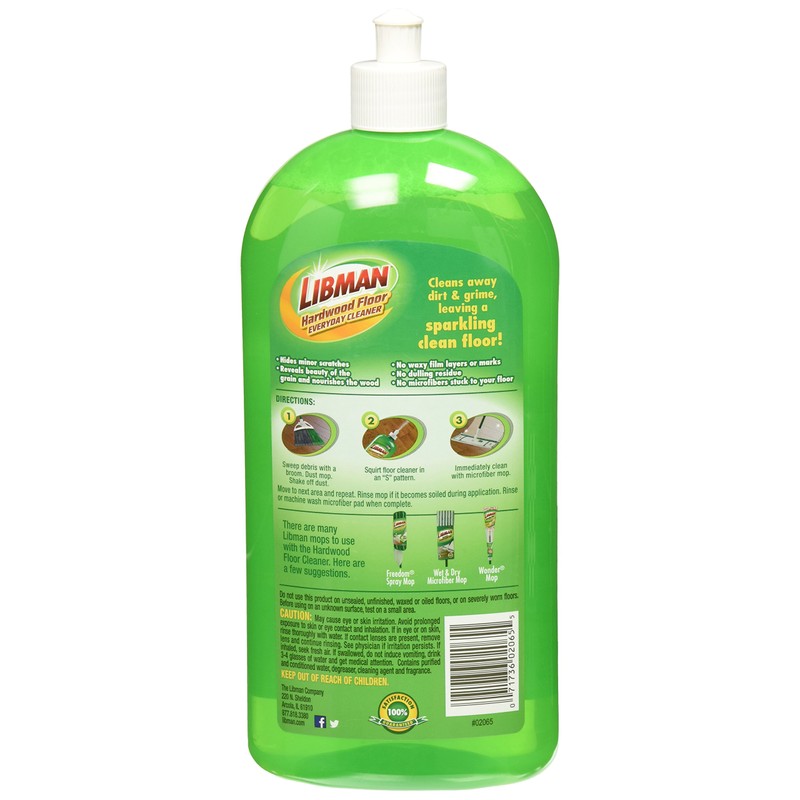 Libman 2065 Hardwood Floor Everyday Cleaner with Squeeze Bottle, 32