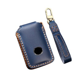 ontto Car Key Cover Case fit for Mazda 3 CX-30 CX-5 CX-9 Mazda 3 Sedan 2019 2020 Leather remote Key Fob Cover Keyring Accessories Smart key shell keychain key holder 4 Buttons Blue