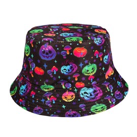 MILAKOO Bucket Hat Retro 80s 90s Style Fashionable Fishing Hat Unisex Reversible Fishing Hat Double Sided Sun Hat, I1:Pumpkin
