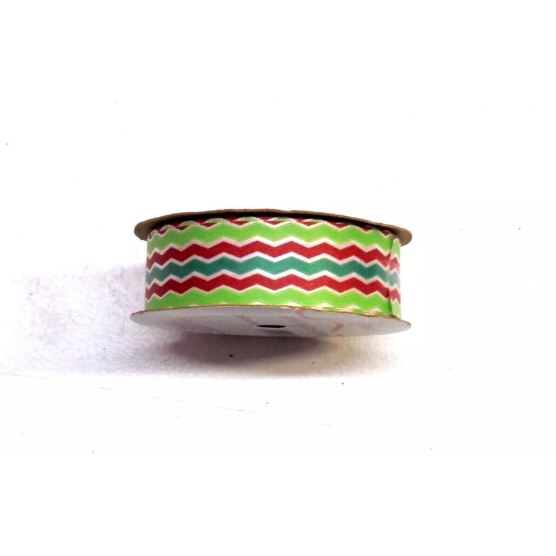 Berwick Offray Green Red White Christmas Stripe Zigzag Craft Ribbon