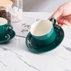 YOLIFE 8oz Porcelain Stackable Cappuccino Cups with Saucers and Metal