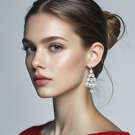 UPRIMEASY Christmas Earrings for Women, Zircon Star Christmas Tree Earrings, Cute Winter Drop Dangle Earrings, Holiday Jewelry Xmas Accessories Gifts 2025 (Sparkling White)