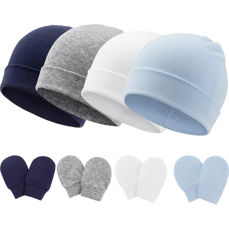 ^ Conjunto De Gorro Y Manoplas De Algodón For Bebé,