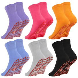 Radsocken 6 Pairs Non Slip Yoga Socks Pilates Socks for women with Grips, Anti-Slip Grip Socks long sport socks for Ballet, Barre,Fitness,Hospital, Home