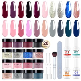 Nail Powder Starter Set, 20 Colours Blue Pink Red Dip Powder Set Liquid Set with Base & Top Coat Activator French Dip Powder for DIY Home Dip Manicure Sets