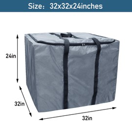Yolaka Patio Cushion Storage Bag with Zipper Dustproof 420D Outdoor Cushion Bags, 32 x32 x24In, Gray