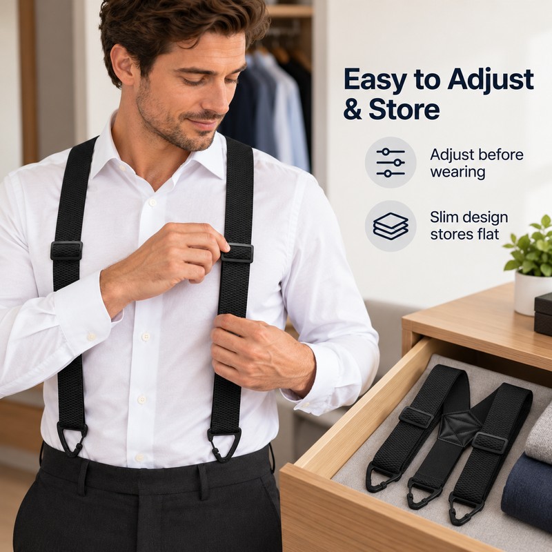 Hidden Suspenders for Men – 1.5-Inch Wide Y-Back Polyester Pants
