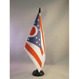 AZ FLAG Ohio Table Flag 5'' x 8'' - US state of Ohio Desk Flag 21 x 14 cm - Black plastic stick and base