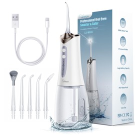 Lianox Cordless Water Flosser for Teeth Cleaning – 300ML Detachable Tank Oral Irrigator with 5 Tips & 5 Modes, IPX7 Waterproof, USB Rechargeable Dental Pick for Braces, Gums & Travel