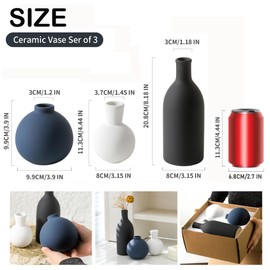 Ceramic Vase Set of 3 | Vases Home Decor | Decorative Flower Table Rustic Vase Modern Decor Vase Neutral Pottery Vases for Entryway Mantel Living Room Kitchen Bedroom -Multicolor Modern