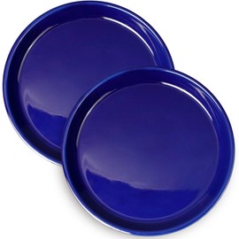 EPFamily Plant Drip Trays - Ceramic Plant Pot Saucers 12 inch Plant Saucers for Indoors Large Plant Trays for Pots Round Flower Pot Saucers Plant Plates for Water Drainage 2 Pack Blue