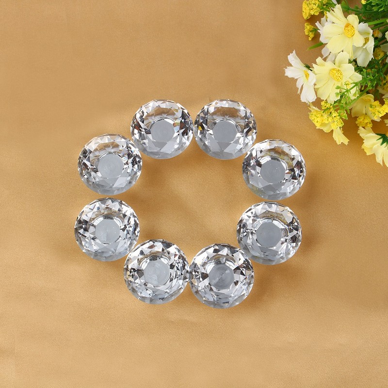 16Pcs Crystal Glass Cabinet Knob Diamond Shape 40mm Drawer Cupboard