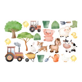 GRAZDesign Bauernhof Wandtattoo Kinderzimmer Trecker Tiere Sticker für Wand, Schrank, Möbel, Tür