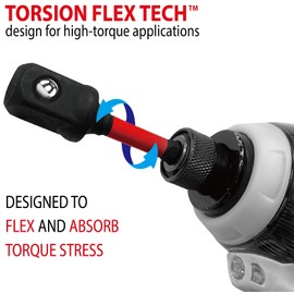 BIG RED BHT-03ITSA01 Torin 3-Piece 1/4, 3/8", and 1/2" Drive Impact Rated Torsion Socket Adaptor Set, 1/4" Hex Shank