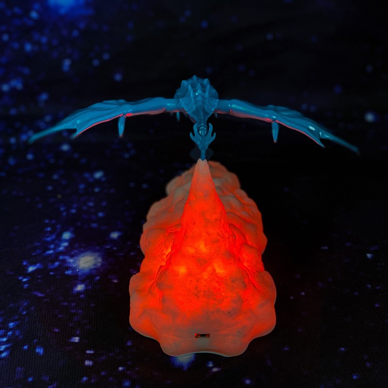 3D Printing Ice Dragon Fire Lamp Warm Night Light USB
