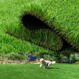 honeypet Thick Realistic Artificial Grass Mat 3.3FTX5FT 1.38inch Synthetic Pet Turf Indoor Outdoor Astroturf Garden Lawn Rugs Landscape Balcony with Drainage Holes