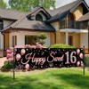 16th Birthday Decorations for Girls, Sweet 16 Birthday Banner Black