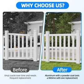 8 Pcs White Aluminum Fence Bracket for Vinyl Fencing - Heavy Duty White Vinyl Fence Bracket Fits 2.75" Rail, Ideal Replacement Parts for Plastic, PVC Holder