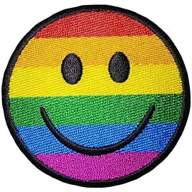 Papapatch Colorful Rainbow Happy Face Smile Fun Hippie Retro Symbol Embroidered Applique Sew Iron on Patch (Iron-Smile-Colorful)