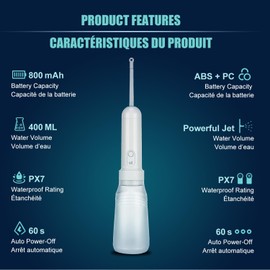 Electric Portable Travel Bidet with 3 Spray Modes USB-C Rechargeable 400ML IPX7 Waterproof 180° Adjustable Nozzle Auto Shut-Off Compact Lightweight Personal Hygiene Device for Travel & Home White