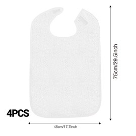 Fiyuer Bib for Adults, Seniors, Reusable, Washable, Waterproof Terry Towelling Bib, Adult Bib, Easy to Clean, Unisex Clothing Protector for Mother and Dad, White-4