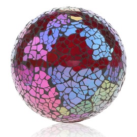 Yatinkim 3.35 Inch Glass Balls Orbs Decorative for Bowl Reddish Black Mosaic Spheres Solid Ball Table Decorations Centerpiece Vase Wedding 1 Pieces