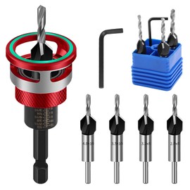 NCTNCX Countersink Drill Bit Set 6 Pieces 2.8 mm, 3.2 mm, 3.5 mm, 4 mm Drill Countersink Wood Pre-Drill with Countersink Wood with Depth Stop and Hex Shank for DIY, Woodworking