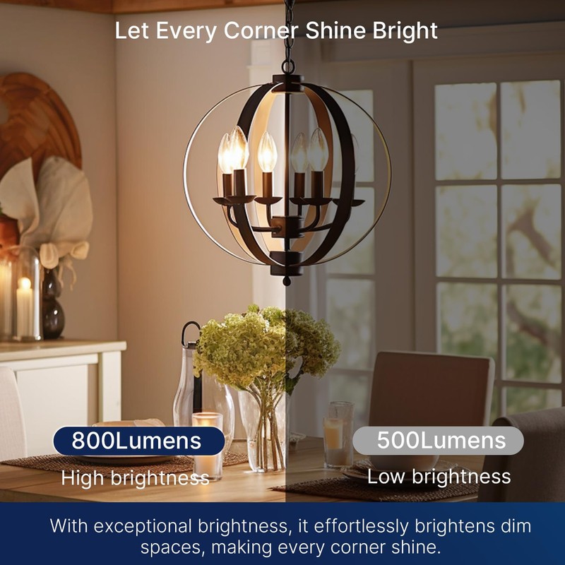 FLSNT 100W Equivalent LED Candelabra Bulbs, 800LM Dimmable LED Chandelier