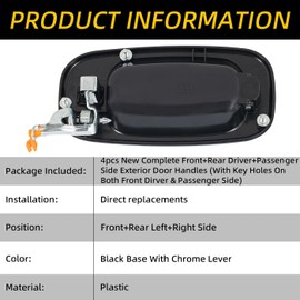 LQQDP New 4pcs Black Base Chrome Lever Exterior Door Handles Left & Right (Driver & Passenger) Front & Rear,for 99-07 Silverado Sierra Old Body 00-06 Tahoe Suburban Yukon XL 02-06 Avalanche Escalade