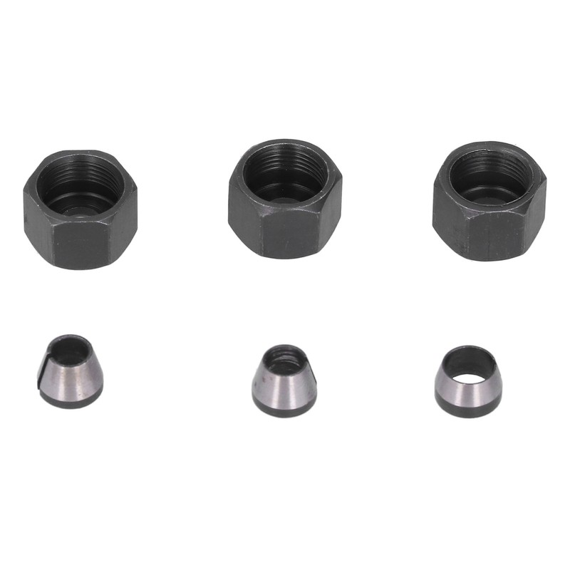 6Pcs Router Collet Adapter Carbon Steel 6mm 6.35mm 8mm Set