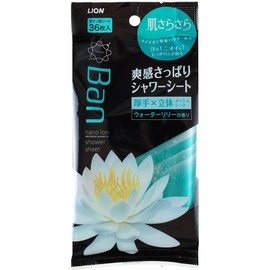 Ban Refreshing Shower Sheet, Water Lily Scent, 36 Sheets
