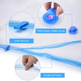 ZWMYF Vacuum Bags 6 Pieces (60 x 40 cm) Storage Bags Travel Vacuum Reusable Clothes Bags for Clothes, Bedding, Pillows, Zip, Transparent