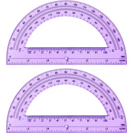 Zonon 2 Pcs 6 Inch Plastic Protractor Math Protractors 180 Degrees Angle Measurement, Translucent for Geometry Classroom Kid Student School Office Supplies(Purple)