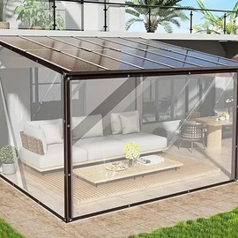 [Waterproof PVC tarpaulin] Durable waterproof transparent tarpaulin four seasons outdoor canopy, suitable for garden, terrace - Colour: 200*200CM