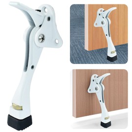 vibedor 1 Pack Kick Down Door Stopper, White Heavy Duty Kickdown Door Stop for Bottom of Door Adjustable Door Stopper with Non-Slip Rubber Tip(4 Inch)