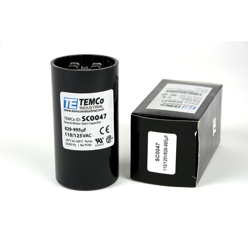 TEMCo 829-995 uF MFD CD60 Start Capacitor 110-125V AC Round