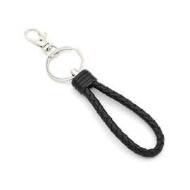 ZIYMU C-005 Keychain, Charm, Braided Leather, Strap, Carabiner, Keyring, Car, Keys, Men's, Women's,, Black