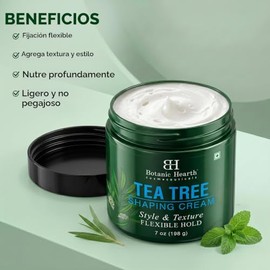 Botanic Hearth Tea Tree Shaping Cream, Crema Para Estilizar El Cabello Con Colágeno Y Biotina - Estilo Y Textura, Fijación Fuerte Y Flexible, Para Tod