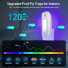 Fruit Fly Trap for Indoors with 10 Refills, 2 in 1 Fly Trap Indoor with Night Light for Home-White