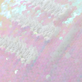 Pardecor Sequin Fabric by The Yard 2 Yards Iridescent White to White Mermaid Reversible Sequin Fabric Flip up Glitter Fabric Two Tone Sequin Fabric for Sewing Wedding Dress Pillow Decor